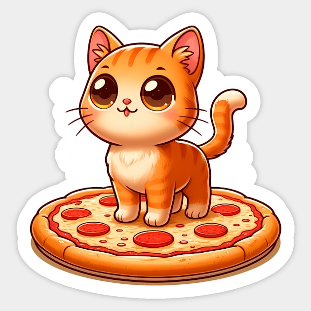 Cute kawaii with Pizza, Funny Pizza lover Sticker by logiamerch